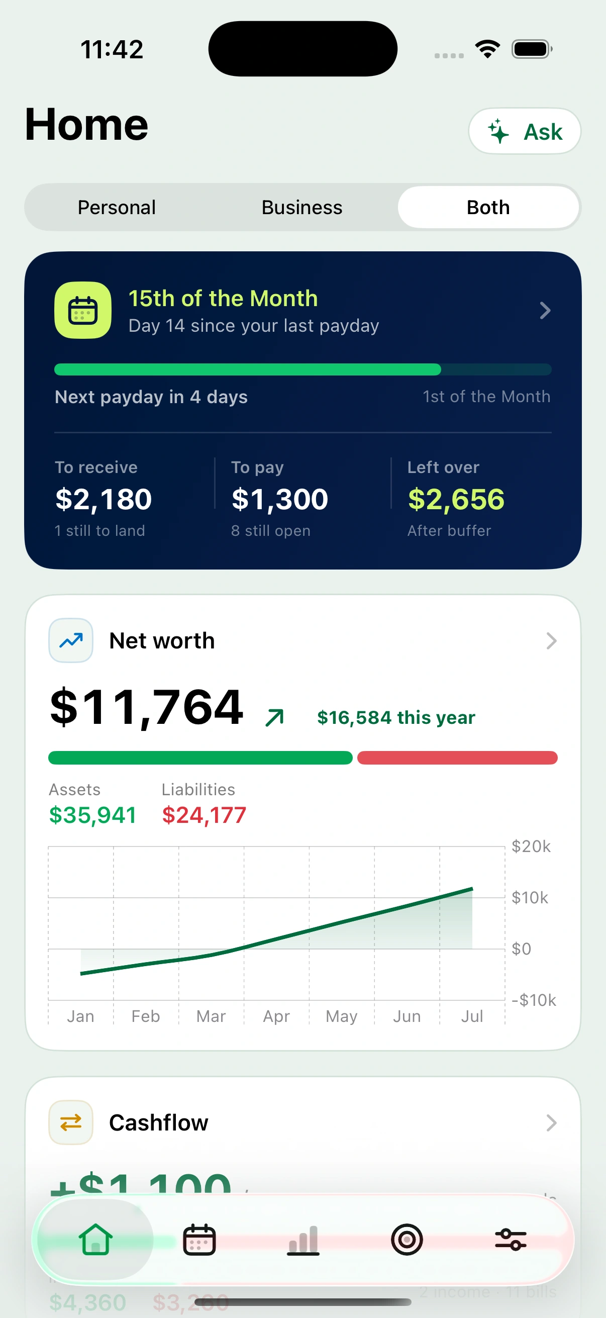 Assigning a paycheck to bills, savings and debt in Cashrou